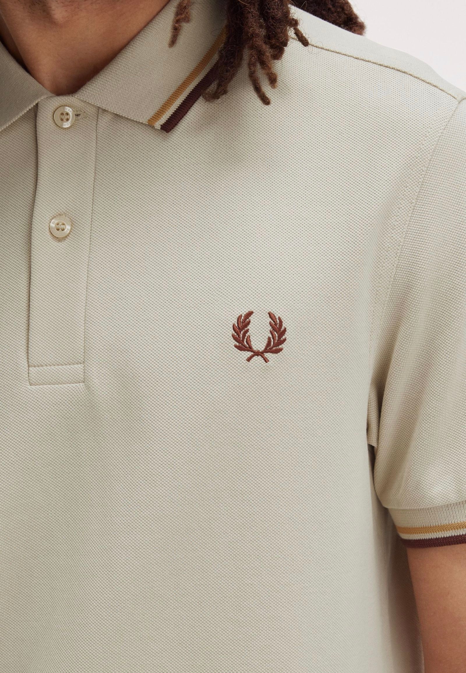 Fred Perry - Twin Tipped Oatmeal/Honeycomb/Whisky Brown - Polo Buy Cheap Footlocker Pictures