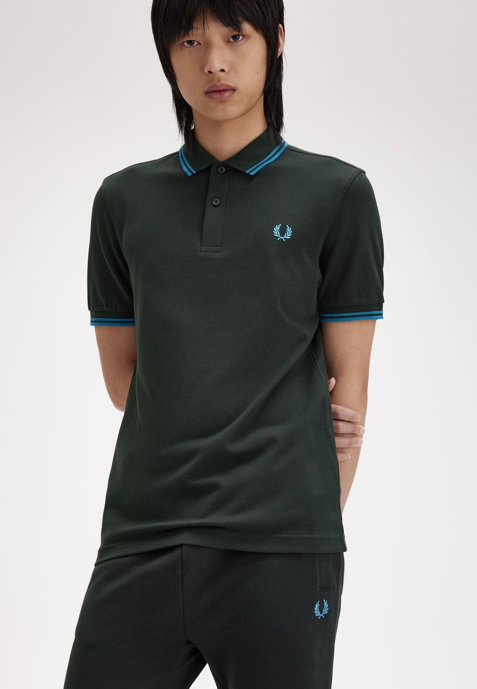 Fred Perry - Twin Tipped Night Green/Runaway Bay Ocean/Runaway Bay Ocean - Polo With Paypal