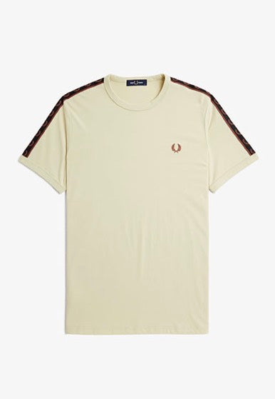 Fred Perry - Contrast Tape Ringer Oatmeal/Whisky Brown - T-Shirt Buy Cheap Browse