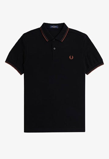 Fred Perry - Twin Tipped Black/Carrington Road Brick/Whisky Brown - Polo Cheap Pice Wholesale