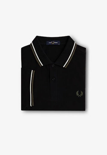 Fred Perry - Twin Tipped Black/Ecru/Laurel Wreath Green - Polo Discount Supply