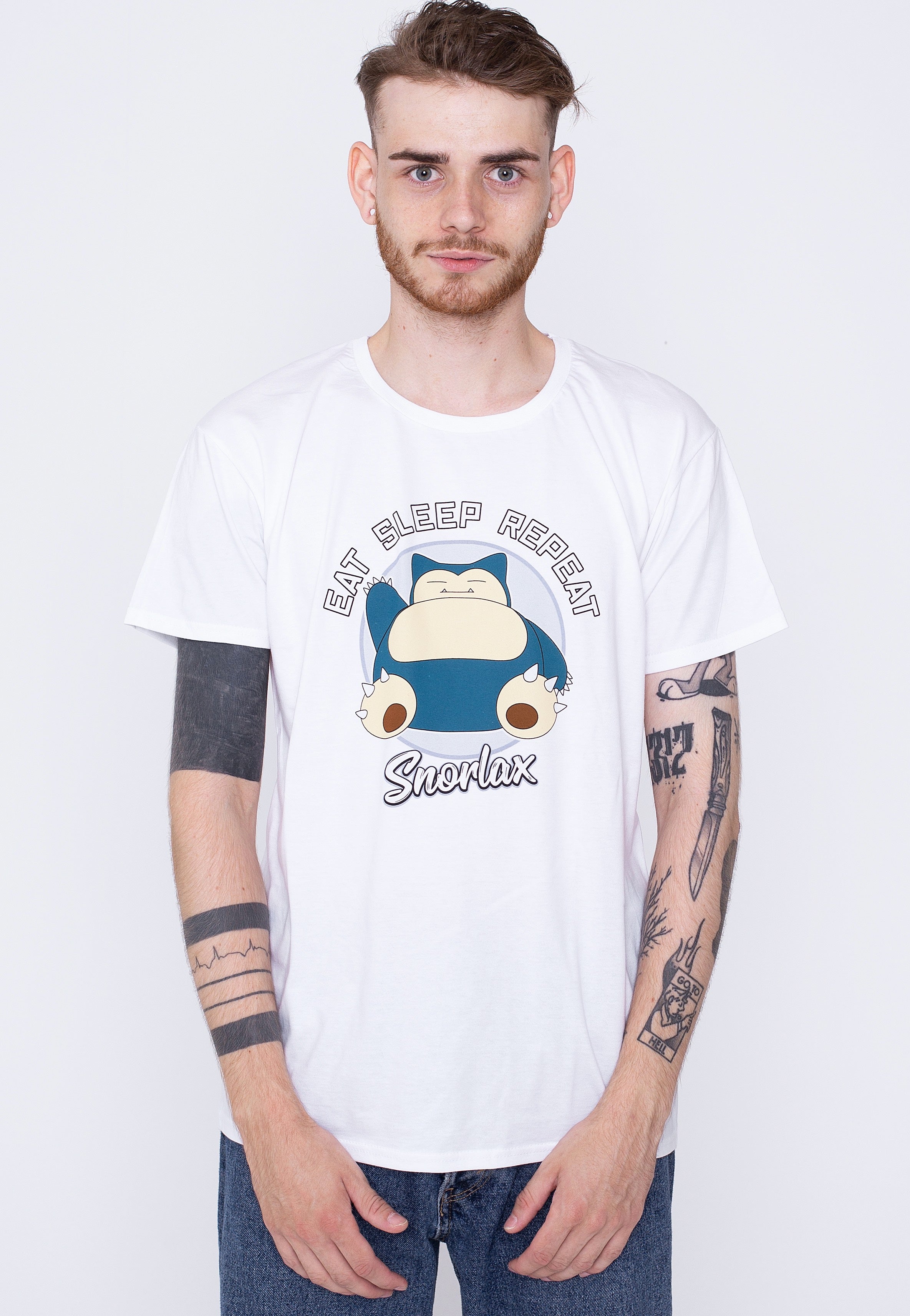 Pokémon - Snorlax Eat Sleep Repeat White - T-Shirt Buy Cheap Pre Order